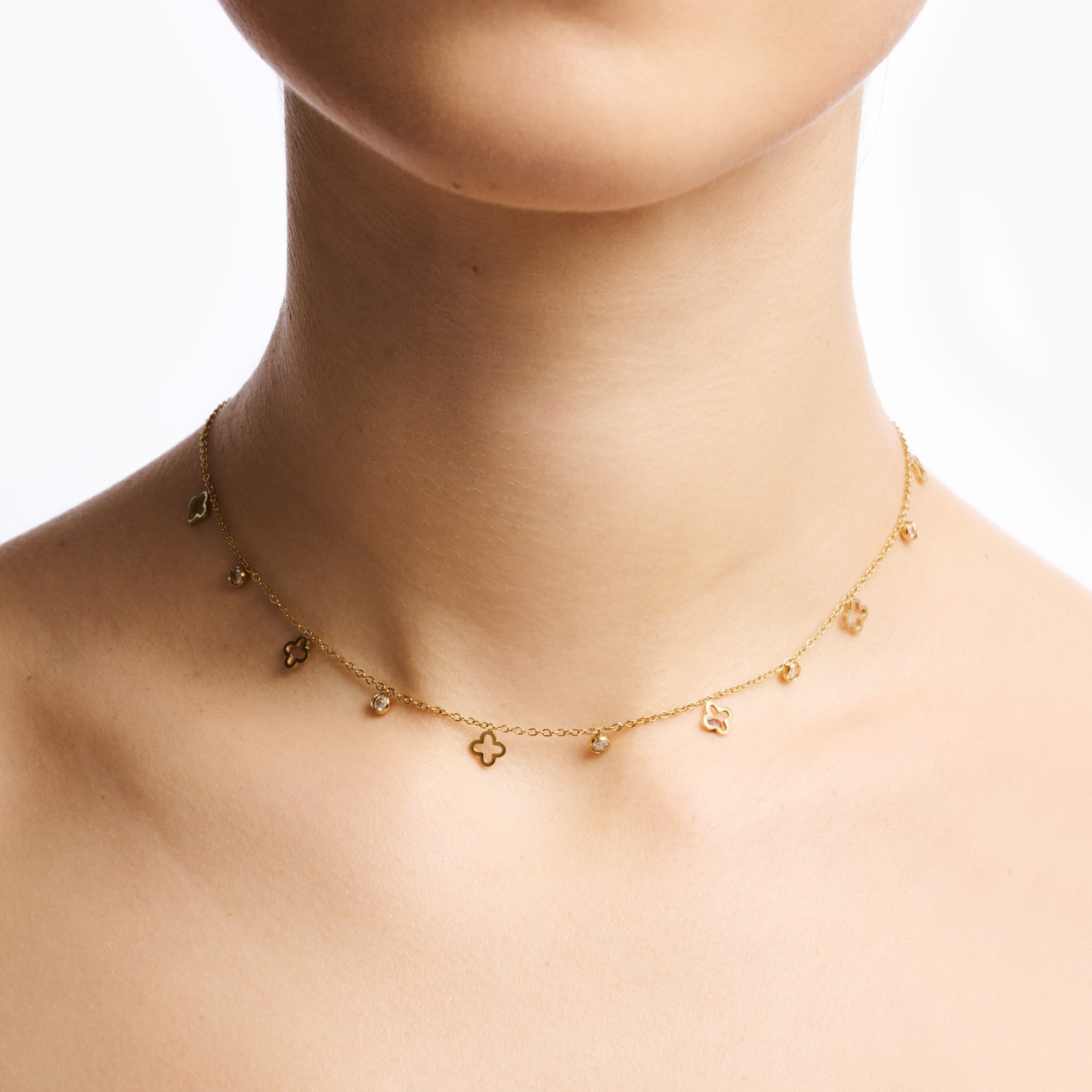 MINI CLOVER NECKLACE best gold plated tarnish and water resistant piece by Irish Jewellery brand - Lynott Jewellery