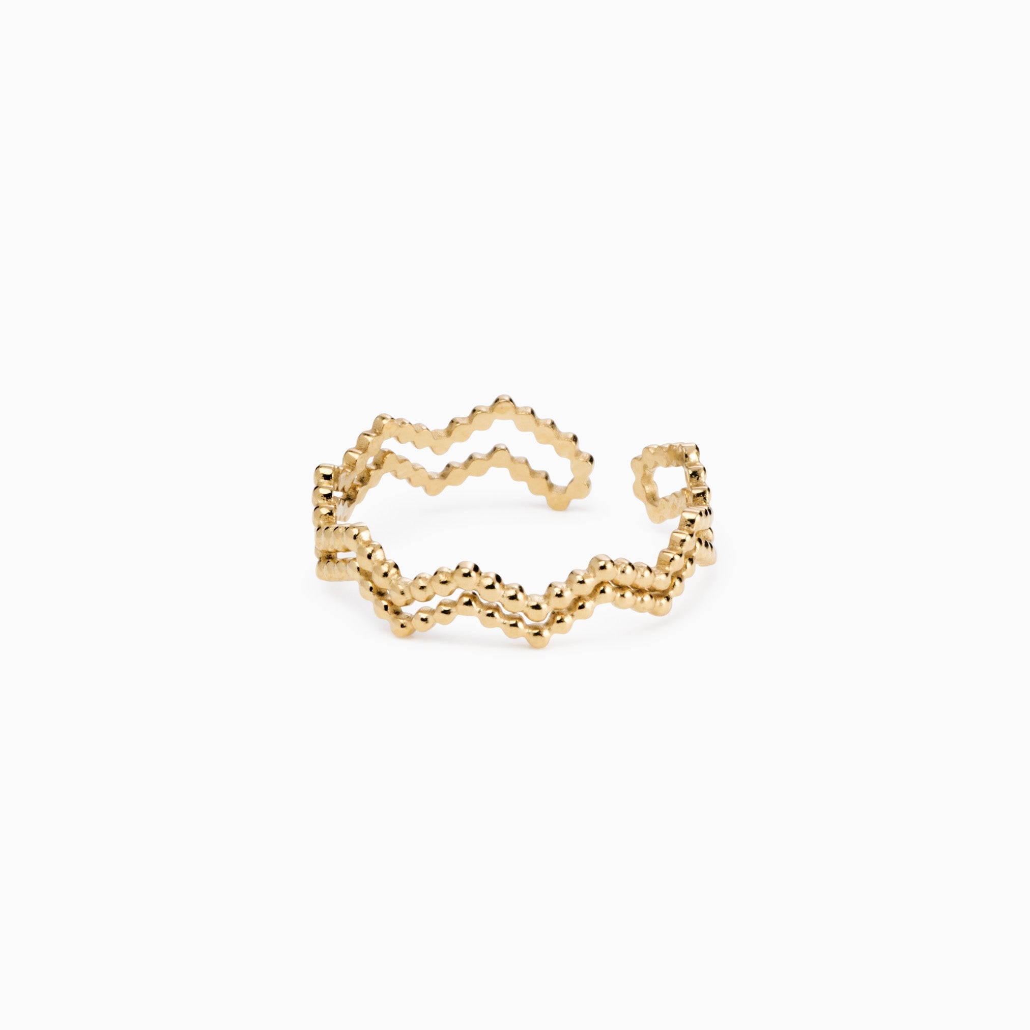 DOUBLE WAVE ADJUSTABLE RING best gold plated tarnish and water resistant piece by - Lynott Jewellery