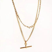BILLIE DOUBLE LAYER T BAR CHAIN NECKLACE best gold plated tarnish and water resistant piece by Irish Jewellery brand - Lynott Jewellery