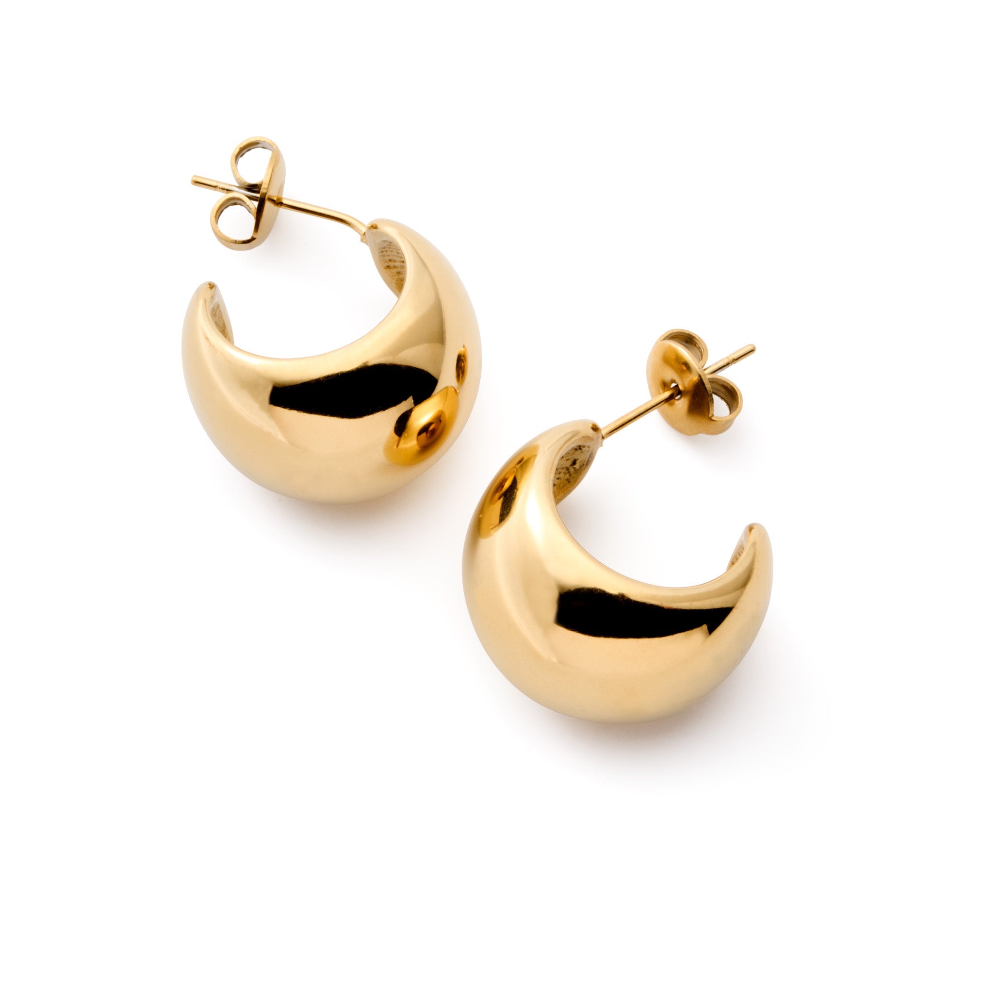 DOME HOOPS best gold plated tarnish and water resistant piece by Irish Jewellery brand - Lynott Jewellery