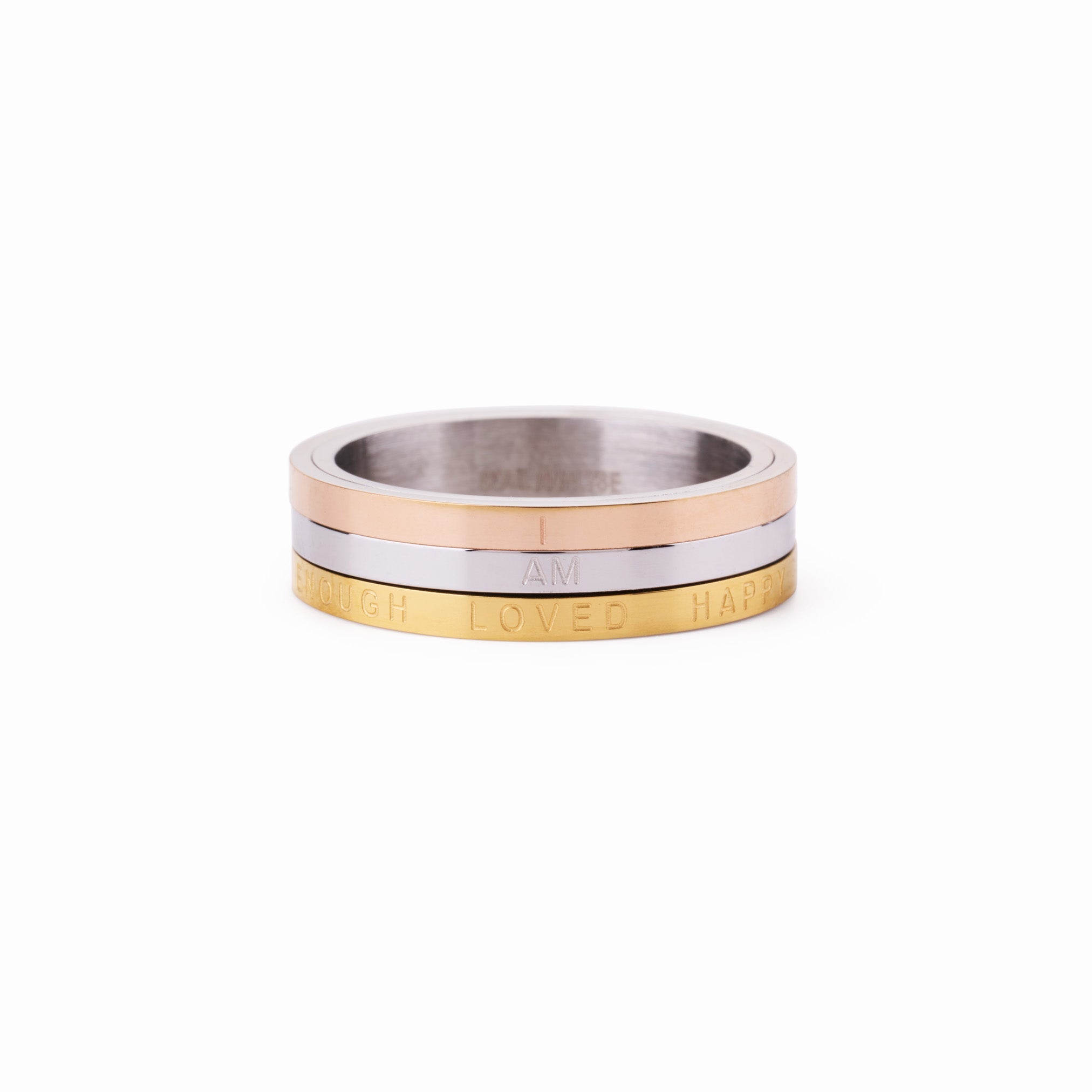 JUNO SPINNING AFFIRMATION RING best gold plated tarnish and water resistant piece by Irish Jewellery brand - Lynott Jewellery