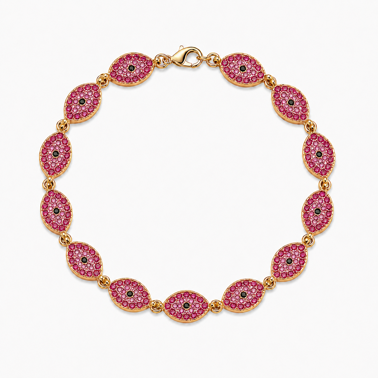 SANTORINI DARK PINK EVIL EYE BRACELET