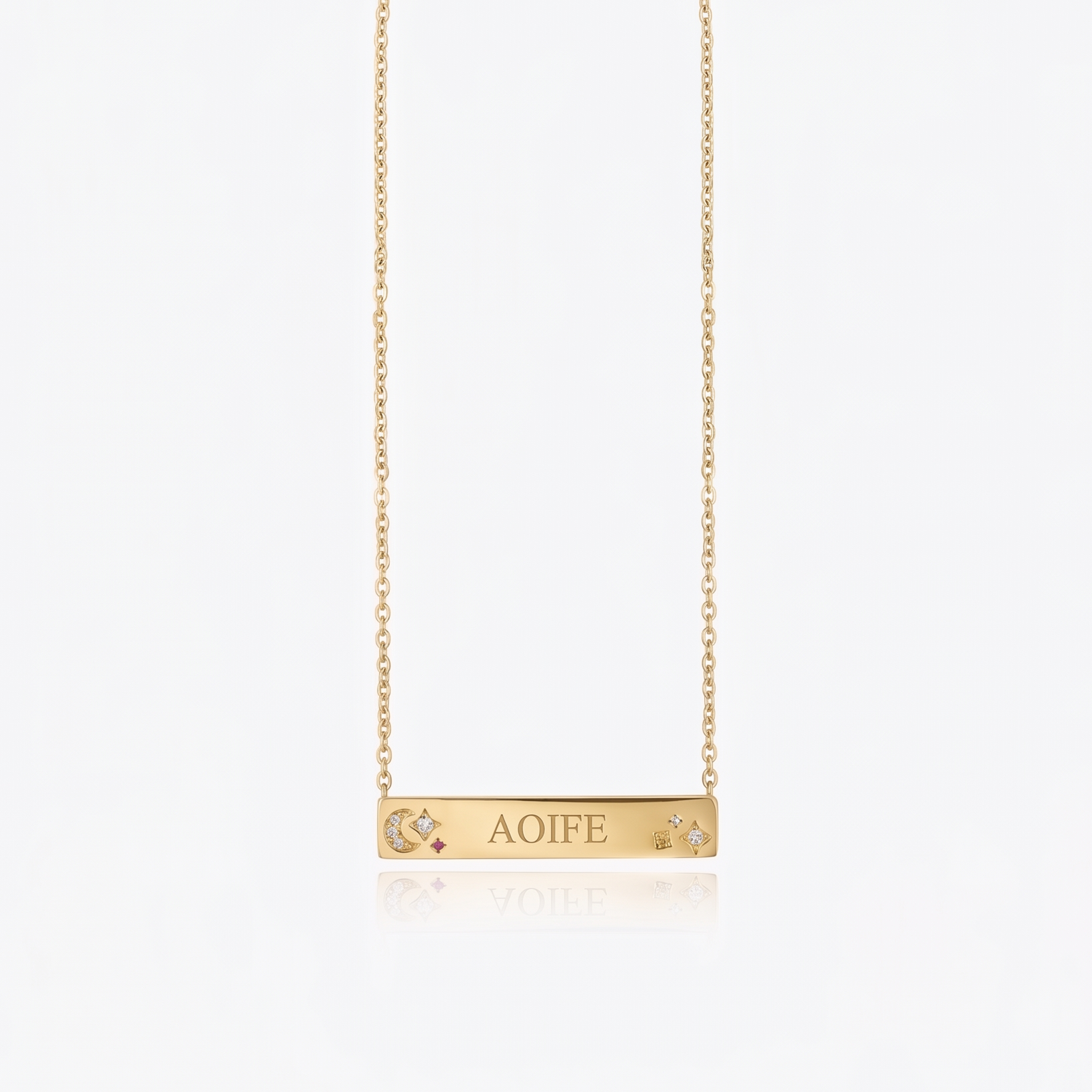 MOON & STARS ENGRAVABLE PLATE NECKLACE