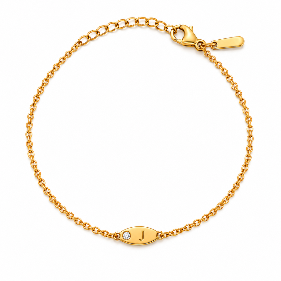 Personalised 1 Initial and Birthstone Bracelet