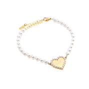 PULSERA DE CORAZÓN GRABABLE CON PERLAS