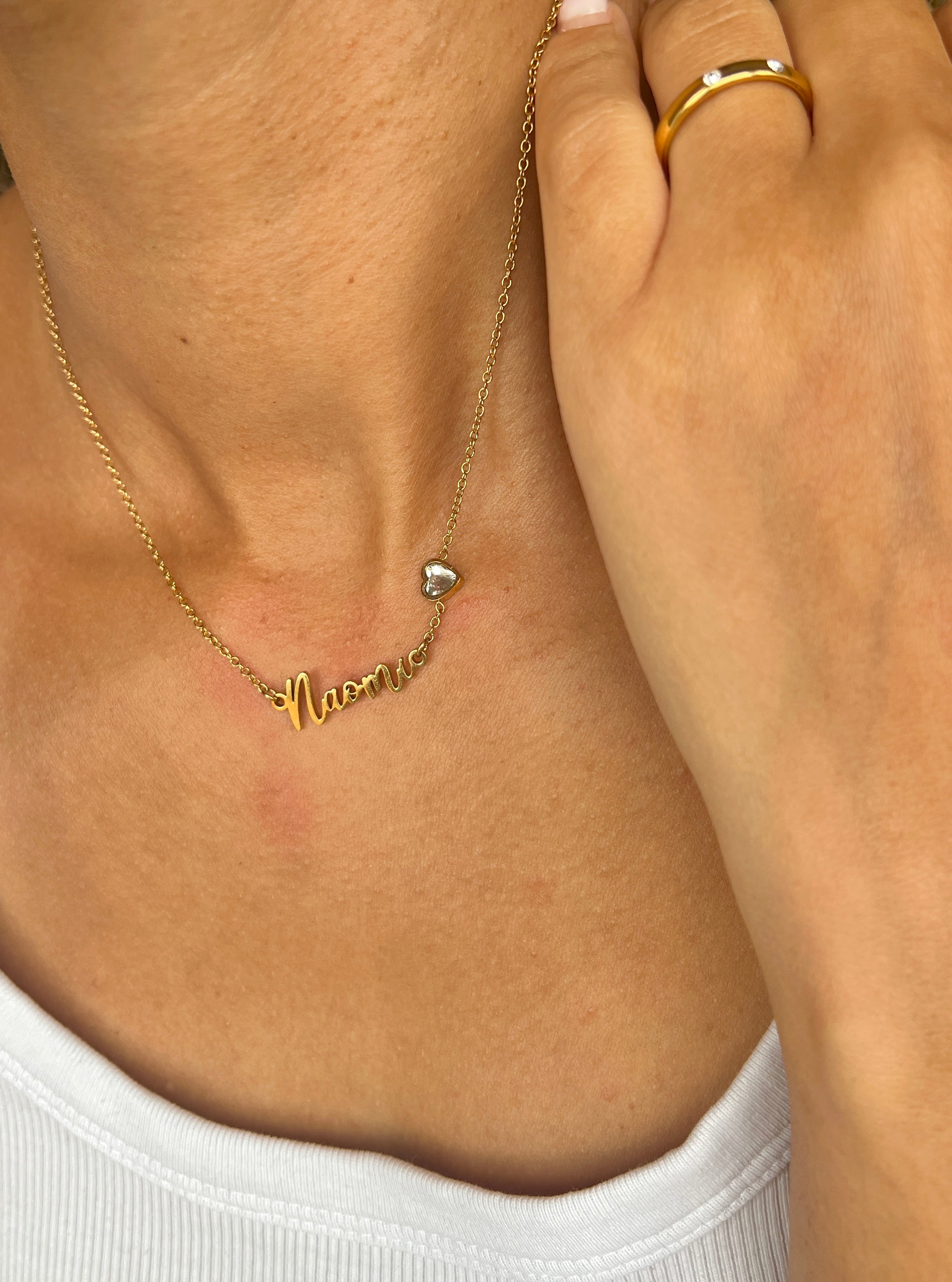 Personalised Script Name & Birthstone Necklace