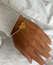 PULSERA DE CORAZÓN GRABABLE CON PERLAS
