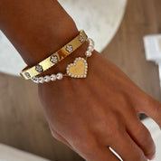 PULSERA DE CORAZÓN GRABABLE CON PERLAS