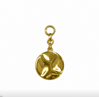 WAVED DISC CHARM best gold plated tarnish and water resistant piece by Irish Jewellery brand - Lynott Jewellery
