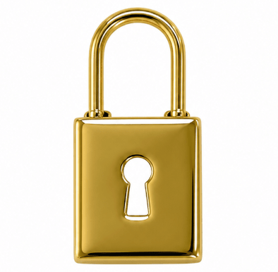 LOCK CHARM best gold plated tarnish and water resistant piece by Irish Jewellery brand - Lynott Jewellery