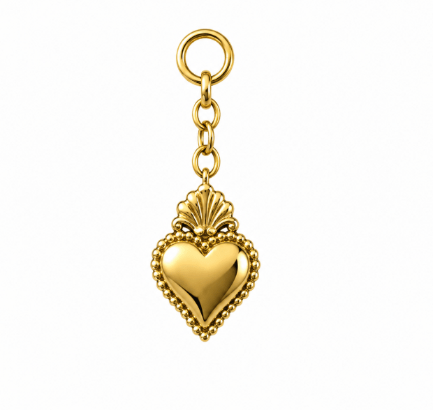 FIRE HEART CHARM best gold plated tarnish and water resistant piece by Irish Jewellery brand - Lynott Jewellery