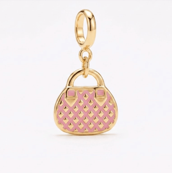 PINK HANDBAG CHARM best gold plated tarnish and water resistant piece by Irish Jewellery brand - Lynott Jewellery