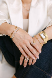 RACHEL GORRY - LEXI TENNIS BRACELET best gold plated tarnish and water resistant piece by Irish Jewellery brand - Lynott Jewellery