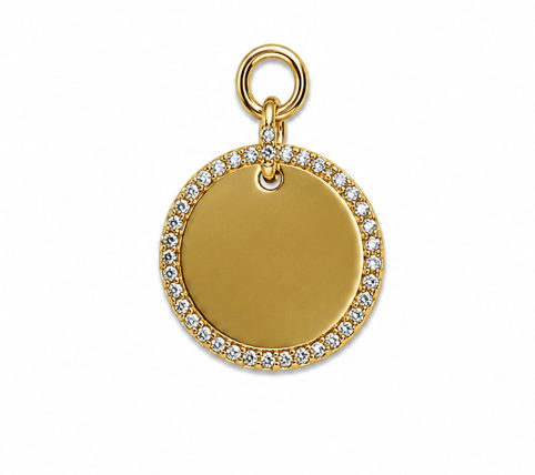 SPARKLE DISC CHARM best gold plated tarnish and water resistant piece by Irish Jewellery brand - Lynott Jewellery