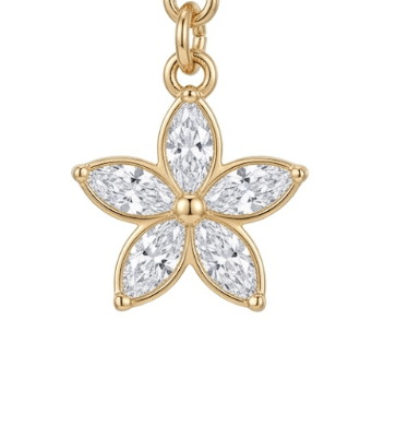 FLOWER DIAMOND CHARM best gold plated tarnish and water resistant piece by Irish Jewellery brand - Lynott Jewellery