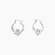 Silver Chunky Claddagh Earrings & Emerald Green Ring (Boxed Gift Set) best gold plated tarnish and water resistant piece by Irish Jewellery brand - Lynott Jewellery
