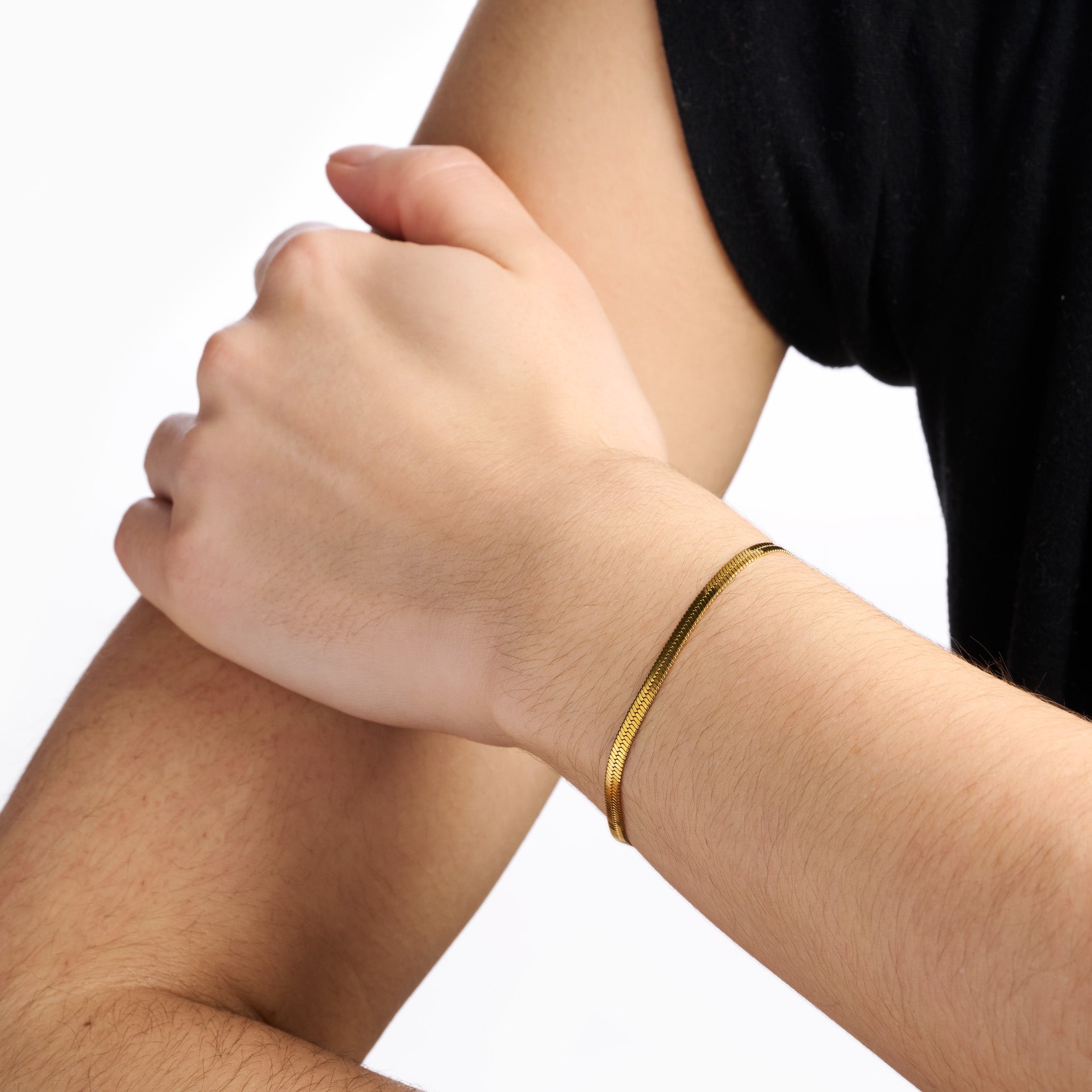 HERRINGBONE GOLD BRACELET best gold plated tarnish and water resistant piece by Irish Jewellery brand - Lynott Jewellery