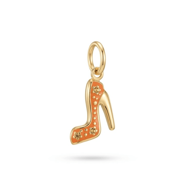 ORANGE HEEL CHARM best gold plated tarnish and water resistant piece by Irish Jewellery brand - Lynott Jewellery