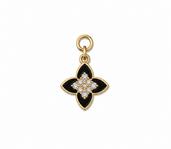BLACK CLOVER CHARM best gold plated tarnish and water resistant piece by Irish Jewellery brand - Lynott Jewellery