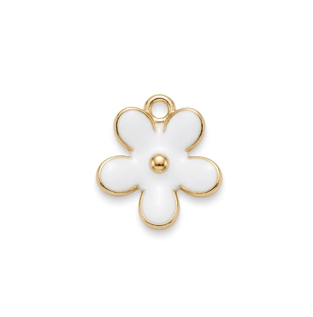 WHITE FLOWER CHARM best gold plated tarnish and water resistant piece by Irish Jewellery brand - Lynott Jewellery