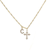 Cross Initial Necklace Gift Set (Cross Initial Necklace + Linear Luxe Bracelet + Gift Box) best gold plated tarnish and water resistant piece by Irish Jewellery brand - Lynott Jewellery