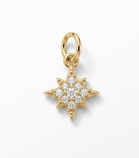 STARBURTS SPARKLE CHARM best gold plated tarnish and water resistant piece by Irish Jewellery brand - Lynott Jewellery