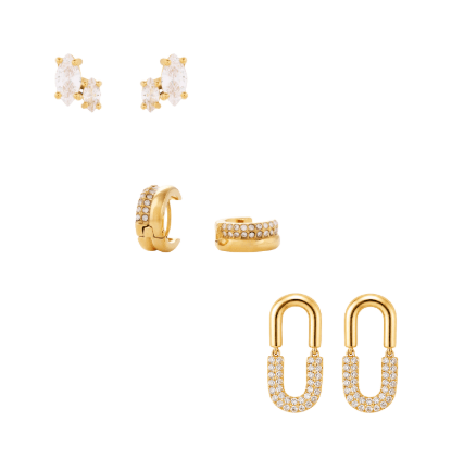 Modern Muse Earring Set best gold plated tarnish and water resistant piece by Irish Jewellery brand - Lynott Jewellery