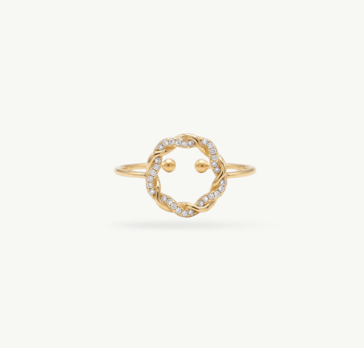 SHIMMERING CIRCLE STUD ADJUSTABLE RING best gold plated tarnish and water resistant piece by Irish Jewellery brand - Lynott Jewellery