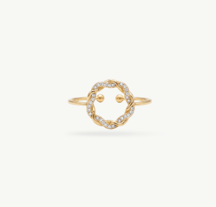 SHIMMERING CIRCLE STUD ADJUSTABLE RING best gold plated tarnish and water resistant piece by Irish Jewellery brand - Lynott Jewellery