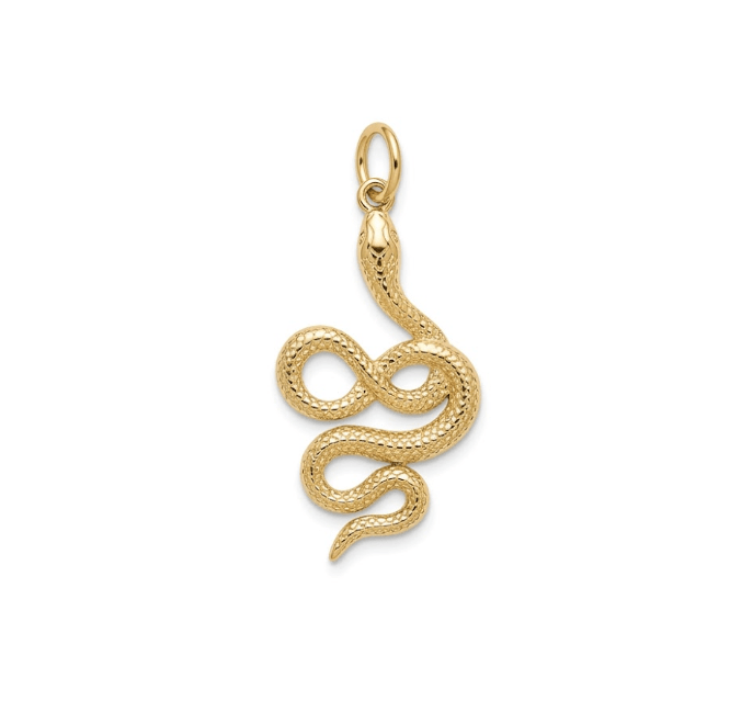 SNAKE LARGE GOLD CHARM best gold plated tarnish and water resistant piece by Irish Jewellery brand - Lynott Jewellery