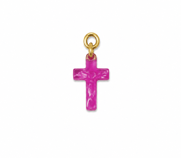 PURPLE CROSS CHARM best gold plated tarnish and water resistant piece by Irish Jewellery brand - Lynott Jewellery