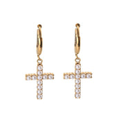 Cross Pearl Earrings + Cutie Bracelet Boxed Gift Set (Gold) best gold plated tarnish and water resistant piece by Irish Jewellery brand - Lynott Jewellery