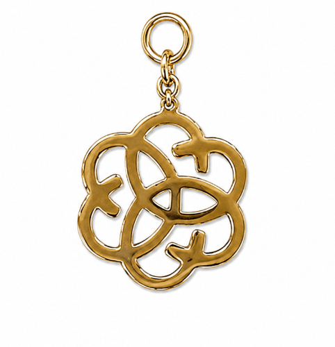 SPIRAL FLOWER CHARM best gold plated tarnish and water resistant piece by Irish Jewellery brand - Lynott Jewellery