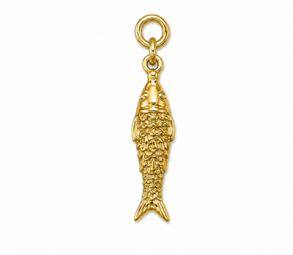 GOLD FISH EMBOSSED CHARM best gold plated tarnish and water resistant piece by Irish Jewellery brand - Lynott Jewellery