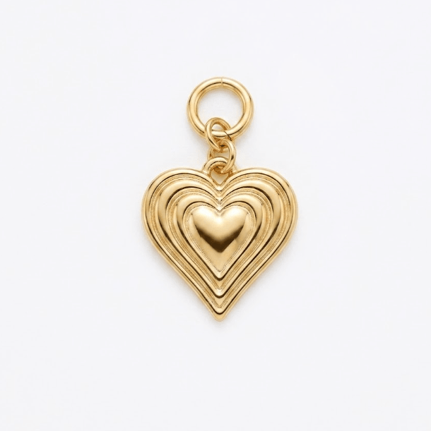 SWIRL HEART CHARM best gold plated tarnish and water resistant piece by Irish Jewellery brand - Lynott Jewellery