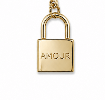 AMOUR LOCK CHARM best gold plated tarnish and water resistant piece by Irish Jewellery brand - Lynott Jewellery