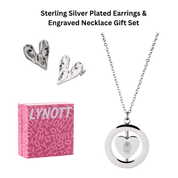 Heart Earrings & Engravable Necklace Boxed Gift Set (Silver) best gold plated tarnish and water resistant piece by Irish Jewellery brand - Lynott Jewellery