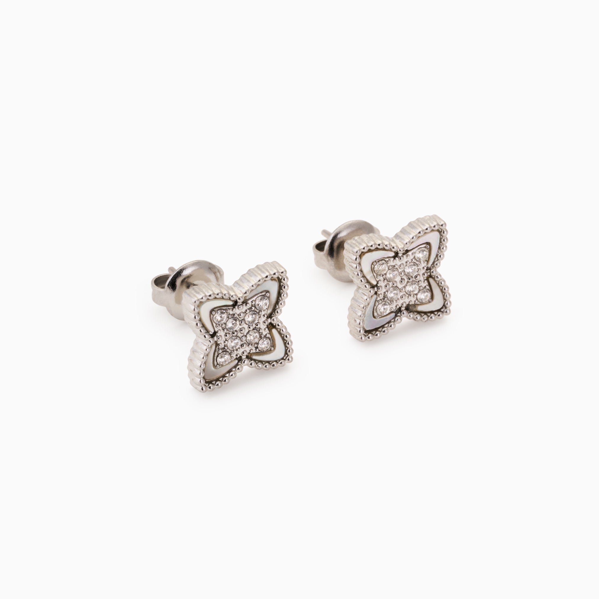 White Clover Studs & Adjustable Ring Boxed Gift Set (Silver) best gold plated tarnish and water resistant piece by Irish Jewellery brand - Lynott Jewellery