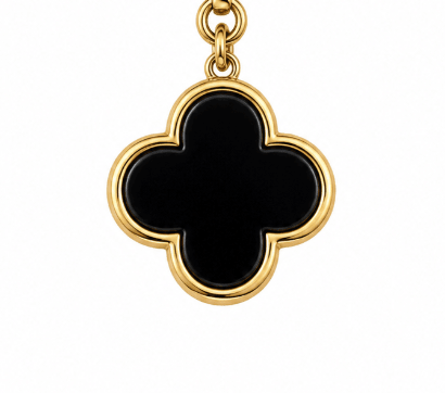 BLACK FLOWER CHARM best gold plated tarnish and water resistant piece by Irish Jewellery brand - Lynott Jewellery