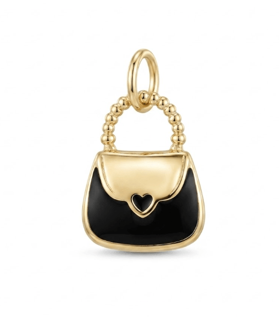 BLACK HEART HANDBAG CHARM best gold plated tarnish and water resistant piece by Irish Jewellery brand - Lynott Jewellery