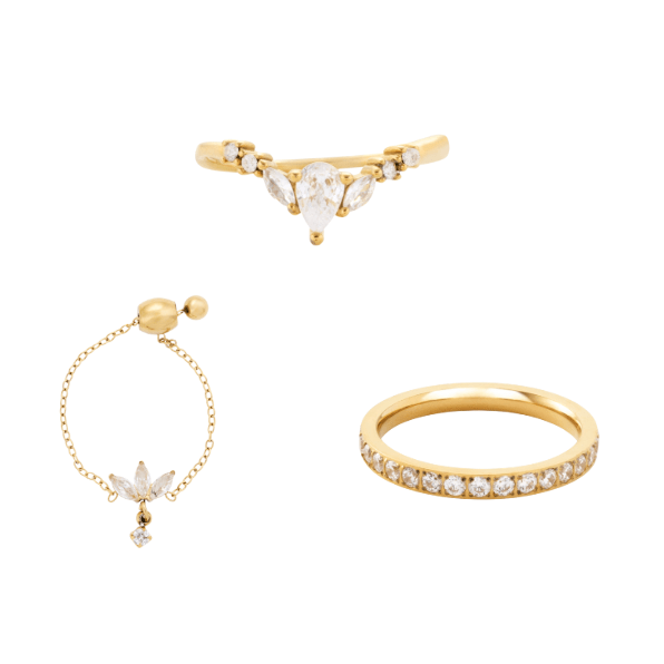 Soft Luxe Ring Set best gold plated tarnish and water resistant piece by Irish Jewellery brand - Lynott Jewellery