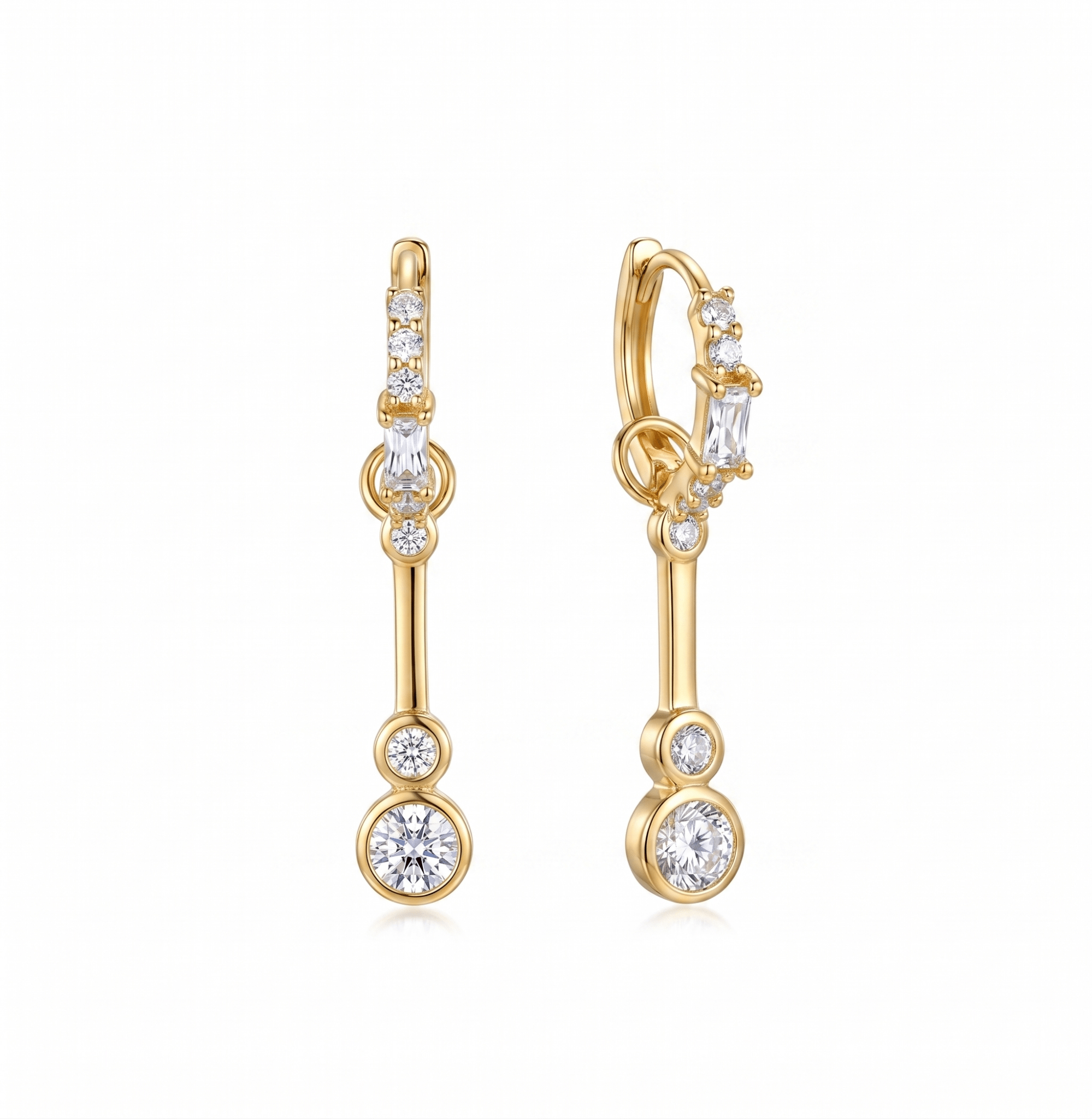 PIXIE DROP DOWN HUGGIES best gold plated tarnish and water resistant piece by Irish Jewellery brand - Lynott Jewellery