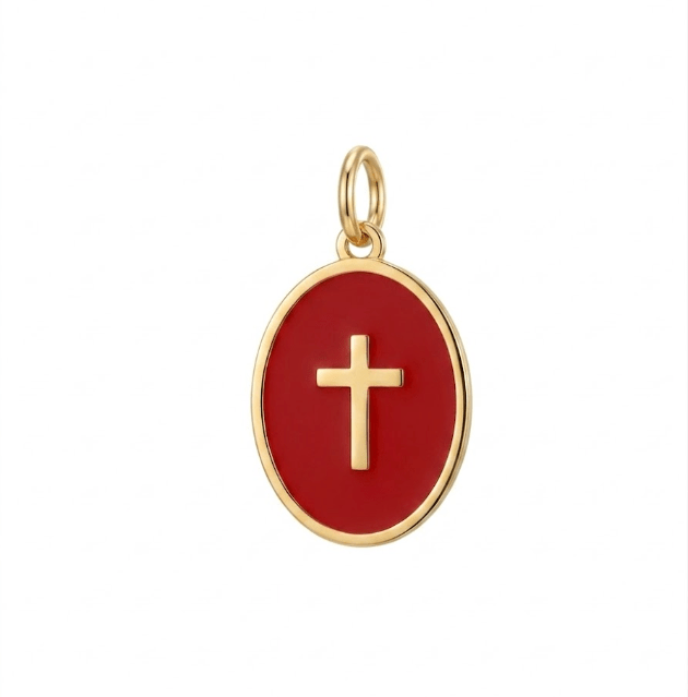 RED CROSS PENDANT CHARM best gold plated tarnish and water resistant piece by Irish Jewellery brand - Lynott Jewellery
