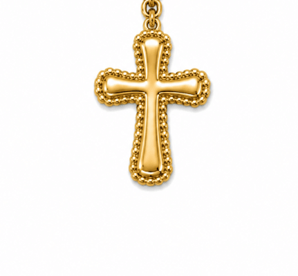 RIBBED CROSS CHARM best gold plated tarnish and water resistant piece by Irish Jewellery brand - Lynott Jewellery
