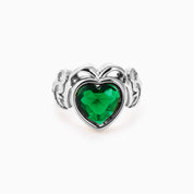 Silver Chunky Claddagh Earrings & Emerald Green Ring (Boxed Gift Set) best gold plated tarnish and water resistant piece by Irish Jewellery brand - Lynott Jewellery